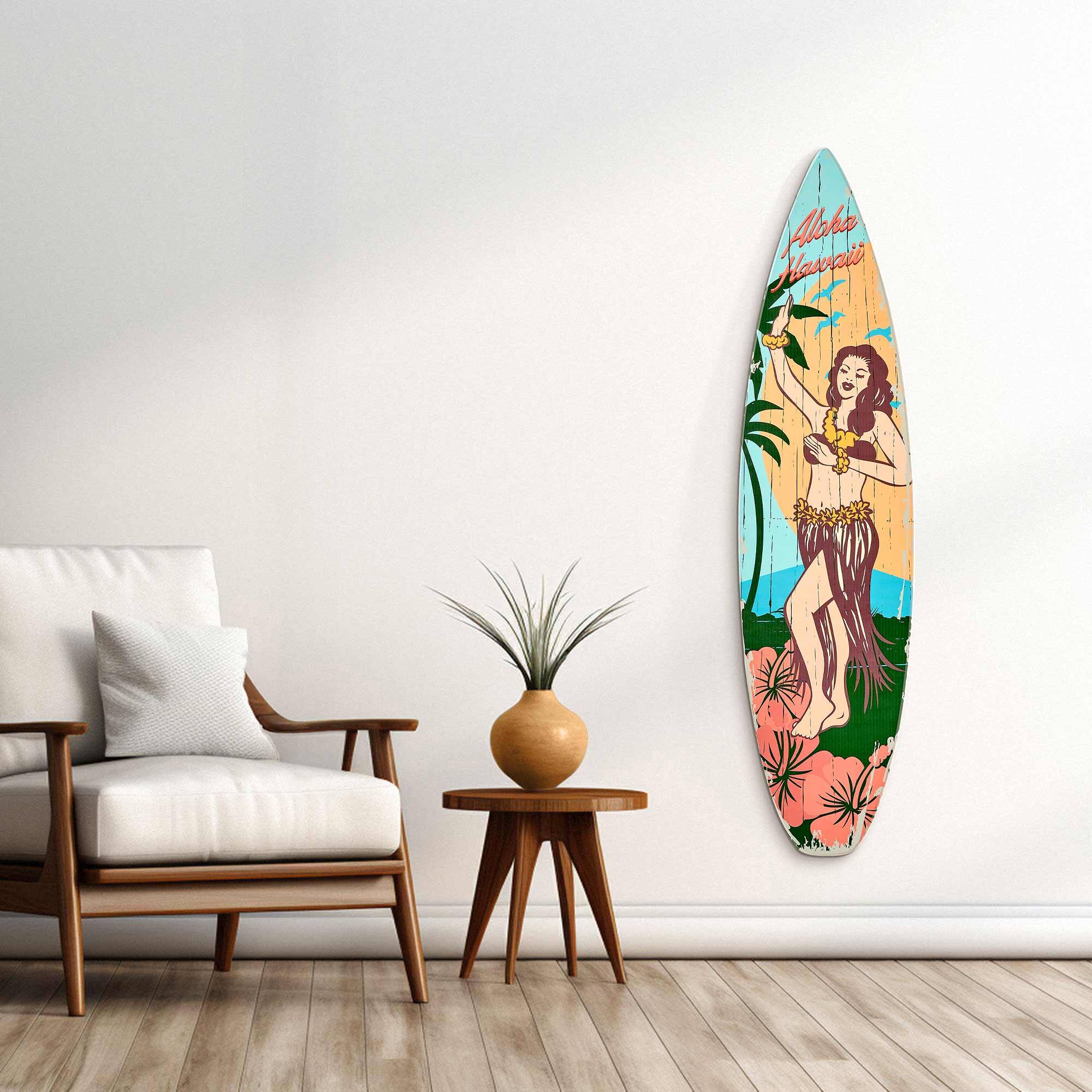 American Art Decor Aloha Hawaii Surfboard Plague Wall Sign - 15" x 59.625"